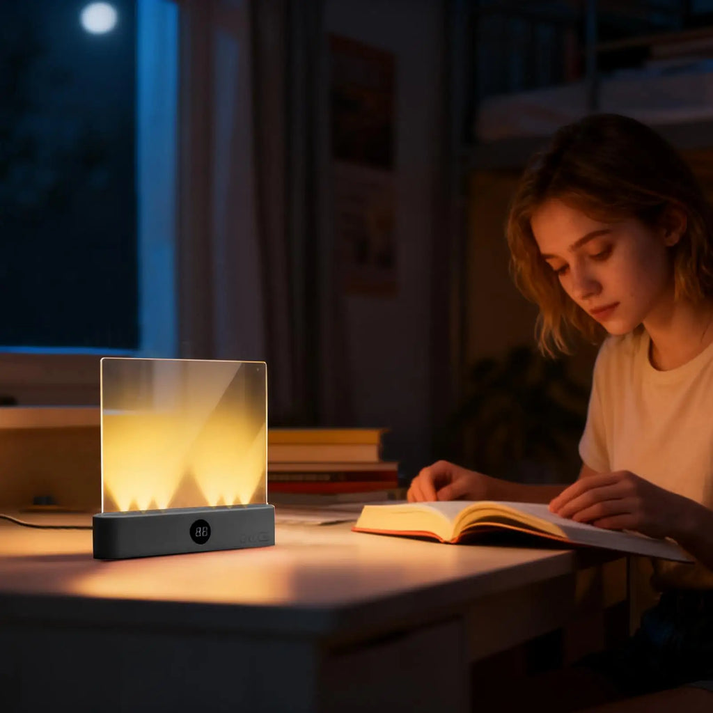 Book Lamp , Rechargeable Clear LED Flat Reading Light With 3 Colors & Timer, Plate Lamp Book Full Light White
